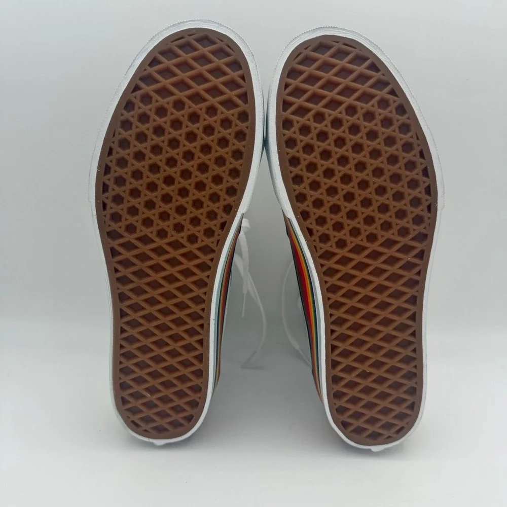 Women's Vans Sk8-Hi Tapered Stackform Pride White Rainbow Platform Shoes Sz 8.5